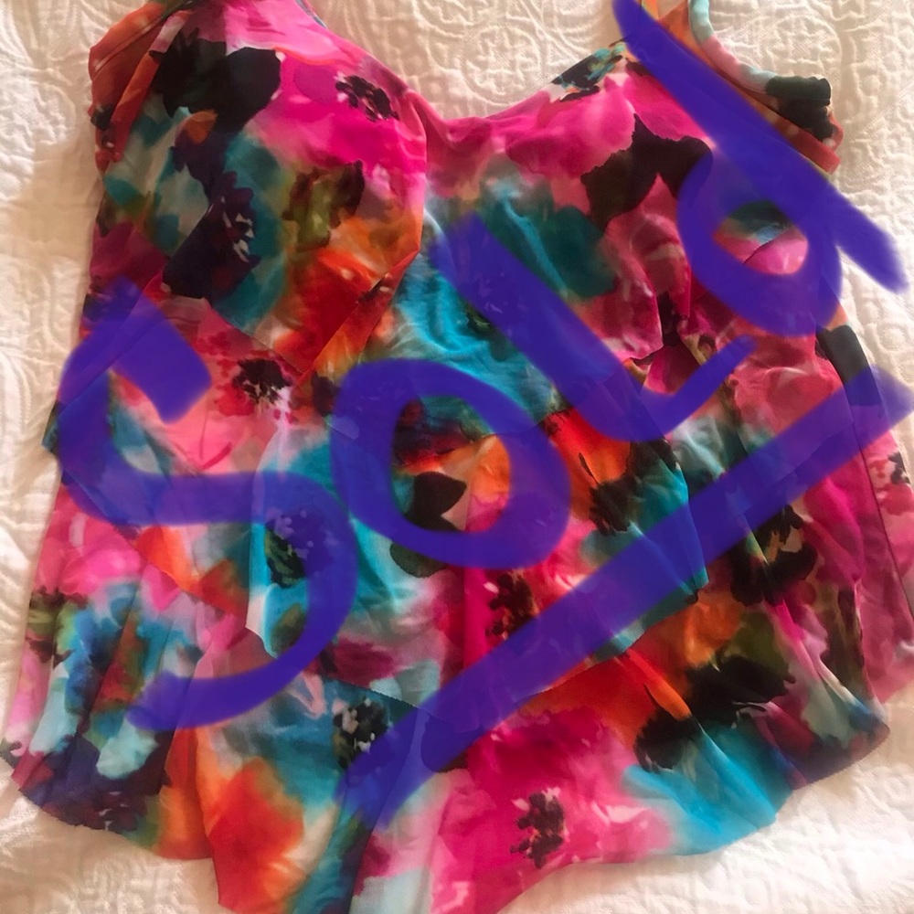 RUFFLE SWIM TOP- in EUC